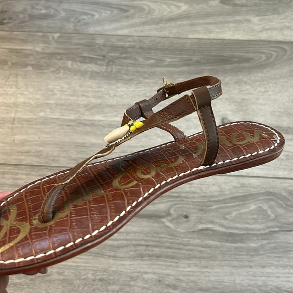 Sam Edelman Brown Sandals with Shell and Yellow Accents - Picture 2 of 6